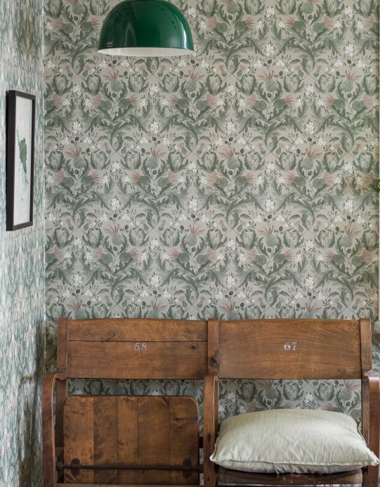 Classic Wallpaper Wallpaper Belle pine green Room View