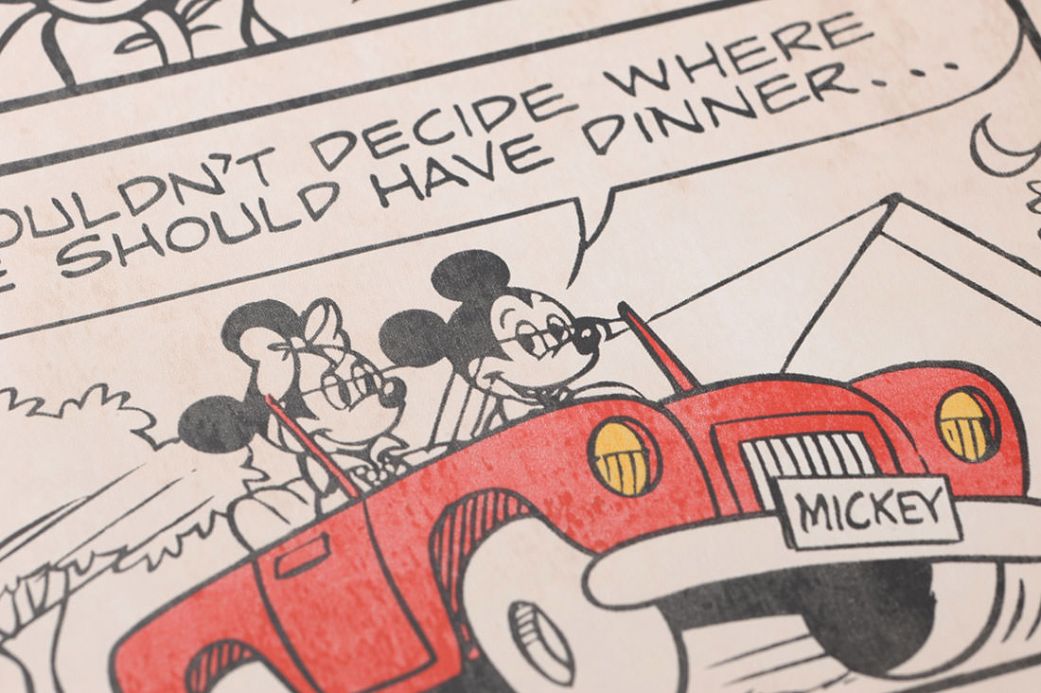 Archiv Tapete 1930s Mickey and Minnie Anthrazit Detailansicht