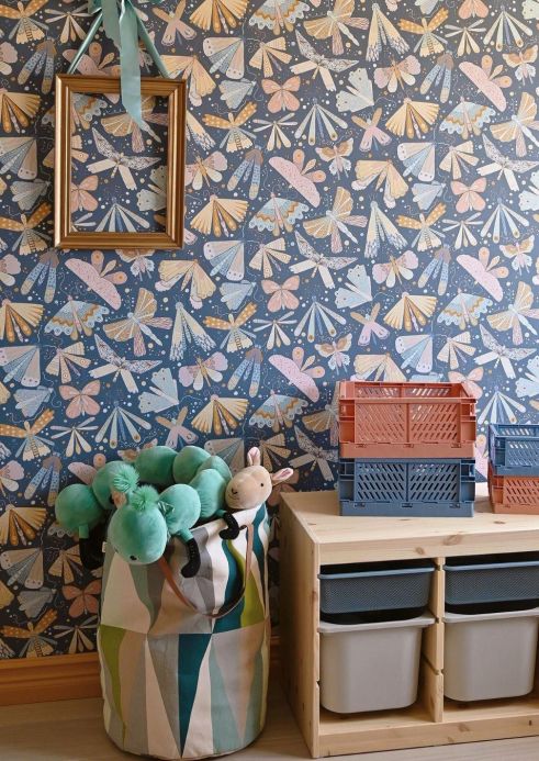 Butterfly Wallpaper Wallpaper Ingrid grey blue Room View