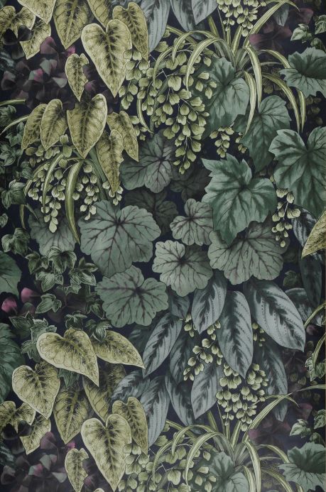 Papel pintado botánico Papel pintado Nerissa tonos de verde Ancho rollo