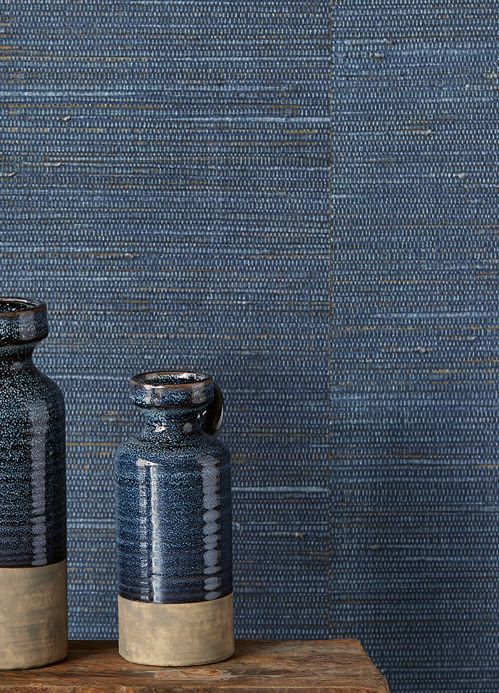 Modern Wallpaper Wallpaper Grass on Roll 05 shades of blue Room View