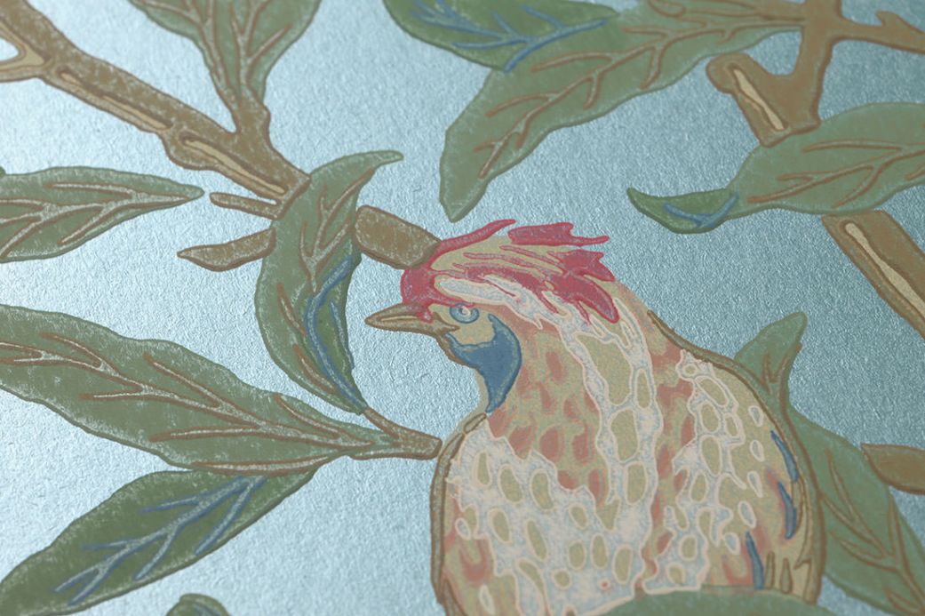 Paper-based Wallpaper Wallpaper Jakobine pastel turquoise pearl lustre Detail View