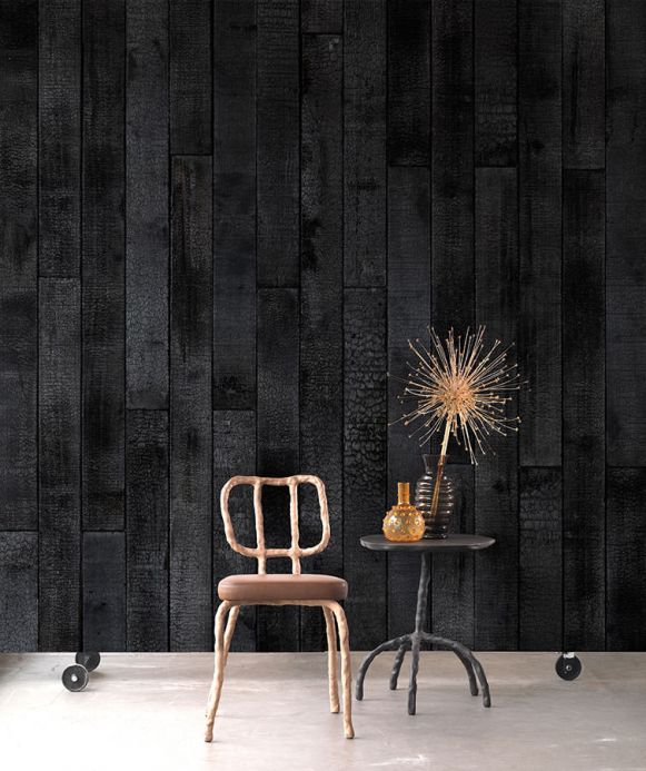 Wood effect Wallpaper Wallpaper Scrapwood 35 black Room View