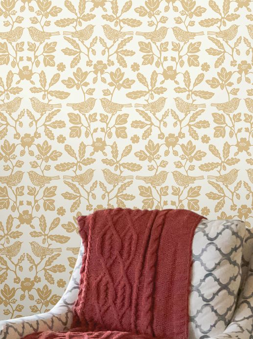 Wallpaper Self-adhesive wallpaper Sparrow and Oak cream white Room View