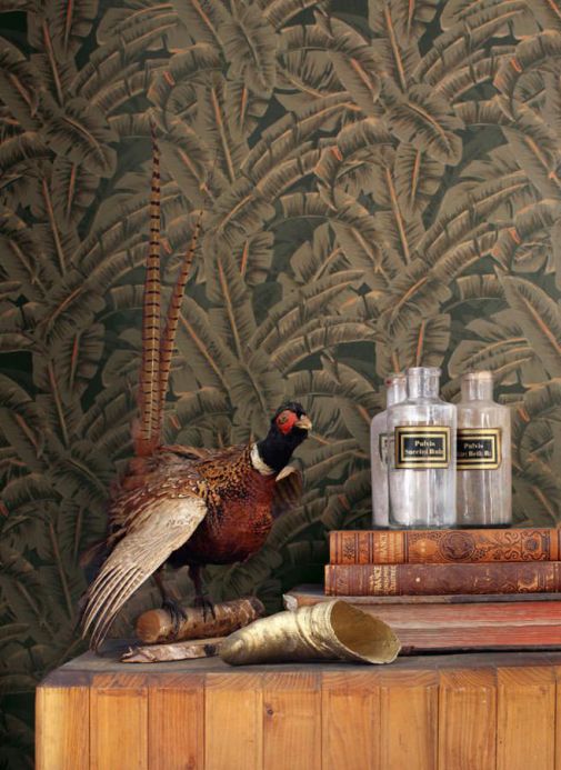 Papel pintado botánico Papel pintado Flavia tonos de marrón Ver habitación