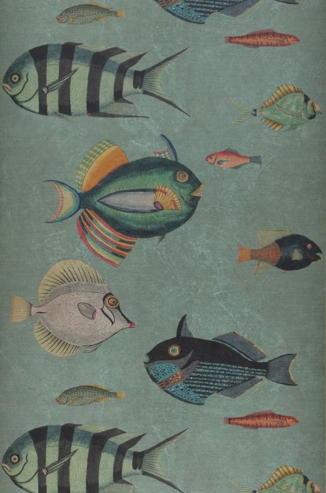 Papier peint avec des poissons Photo murale Poissons vert jonc Largeur de lé