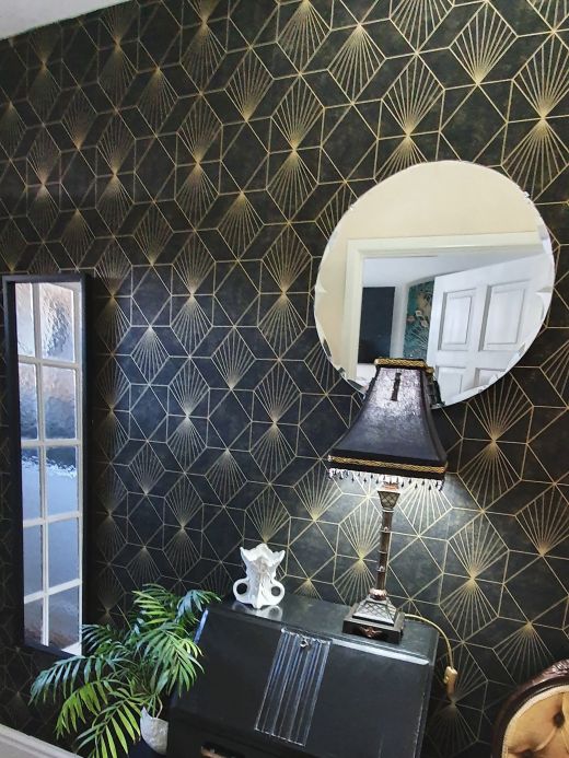 Bedroom Wallpaper Wallpaper Maurus black Room View