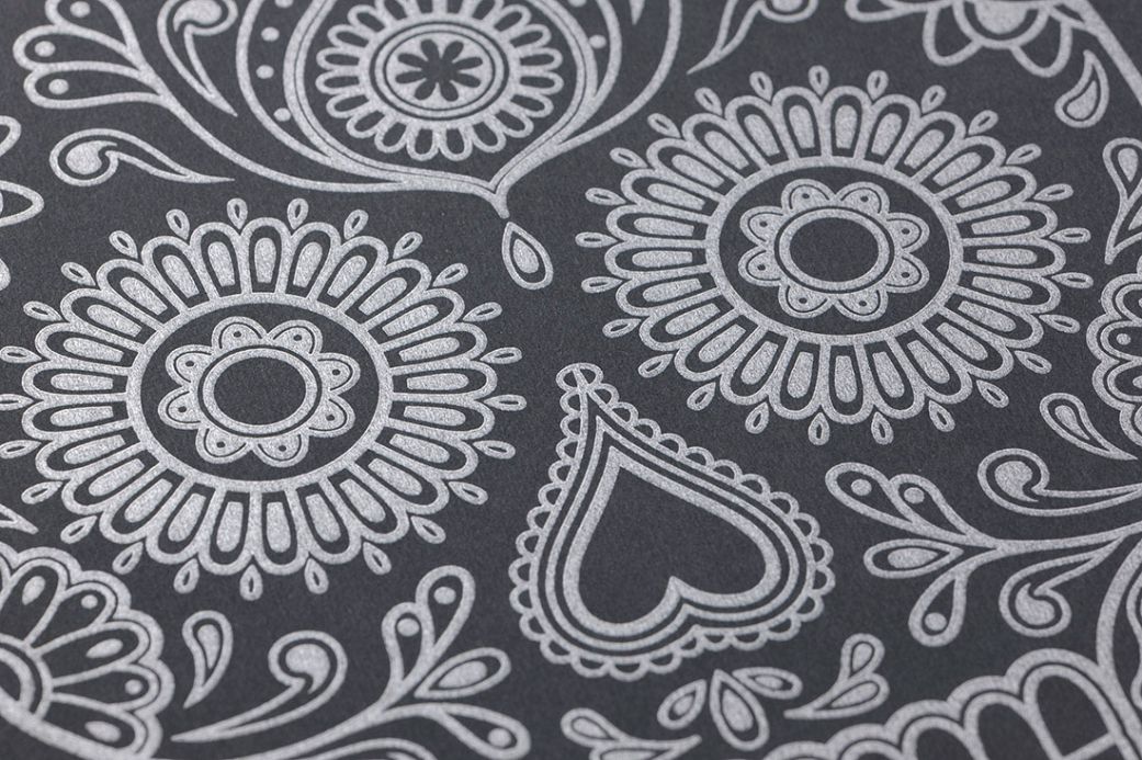 Black Wallpaper Wallpaper Dia de los Muertos black grey Detail View