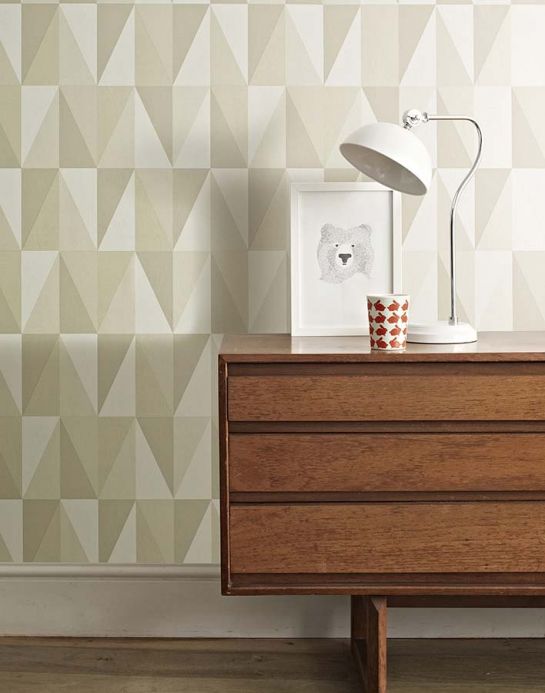 Geometric Wallpaper Wallpaper Lenus pebble grey Room View