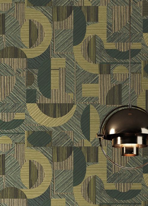 Geometric Wallpaper Wallpaper Paseo reed-green shimmer Room View