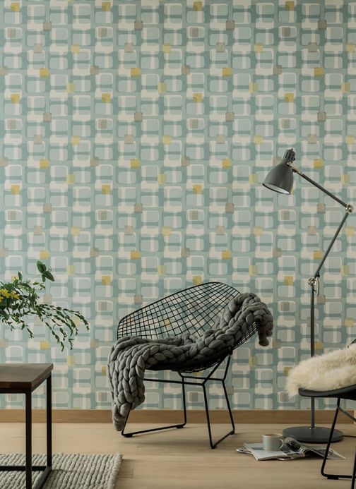 Eco-friendly Wallpaper Wallpaper Majana mint turquoise Room View