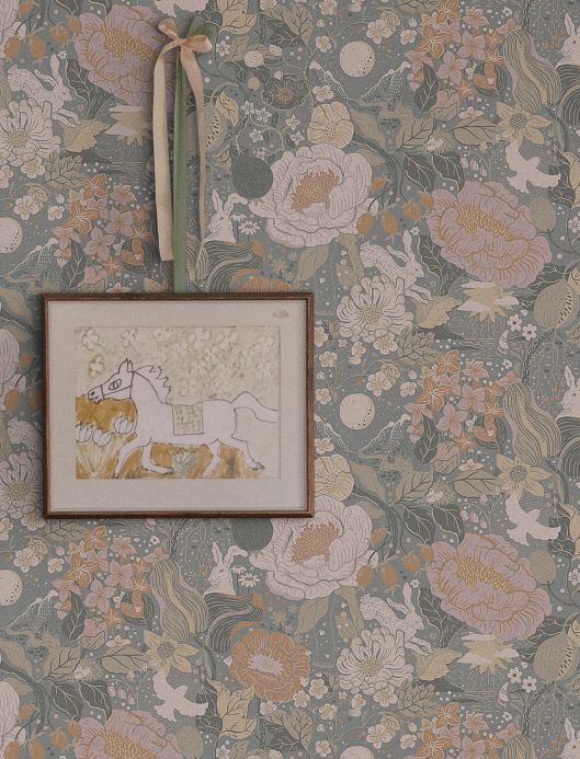 Floral Wallpaper Wallpaper Annika grey Room View