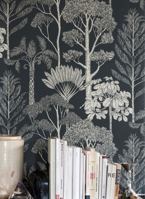 Ferm Living Wallpaper Wallpaper Trees anthracite Room View