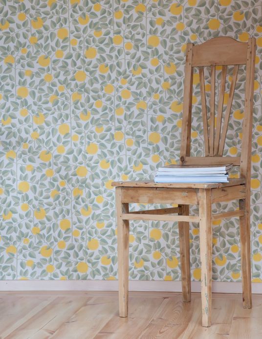 Papel pintado botánico Papel pintado Valentina amarillo sol Ver habitación