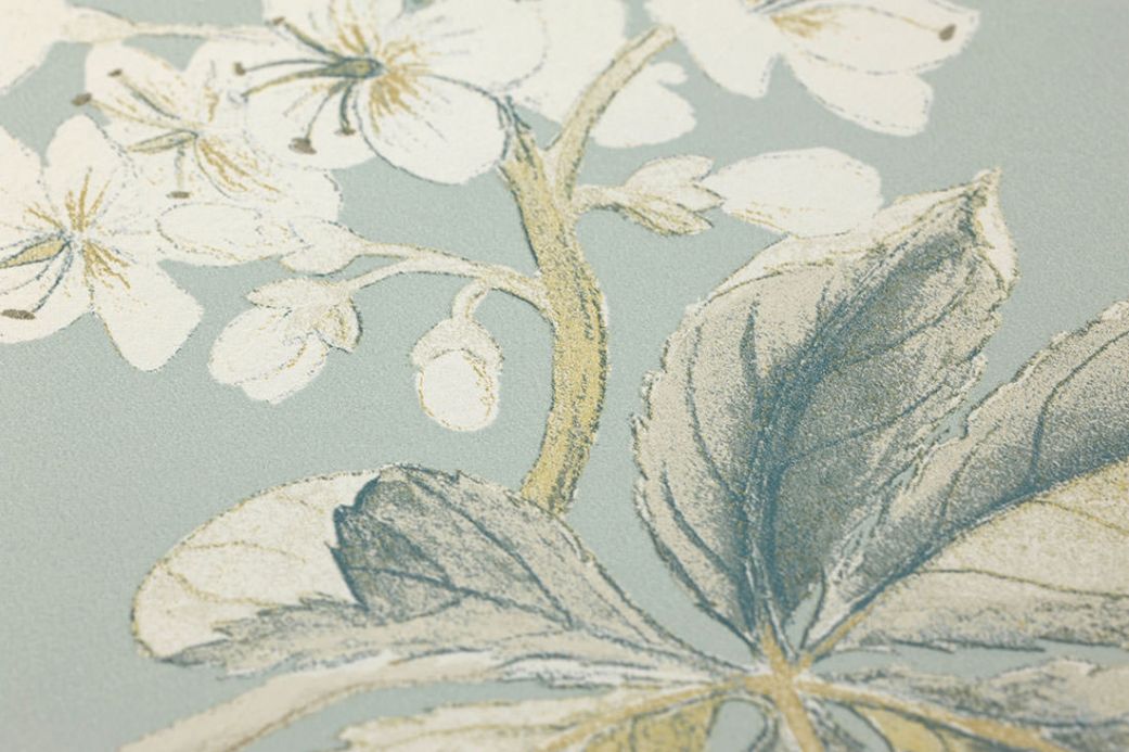 Floral Wallpaper Wallpaper Hera green beige Detail View