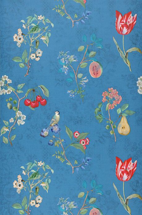 Papel de parede floral Papel de parede Mallorie azul Largura do rolo