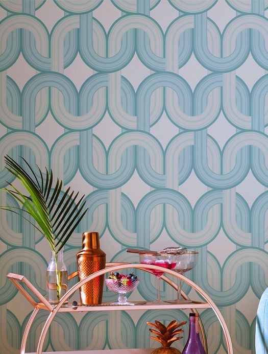 Wallpaper patterns Wallpaper Saturday Night turquoise blue Room View