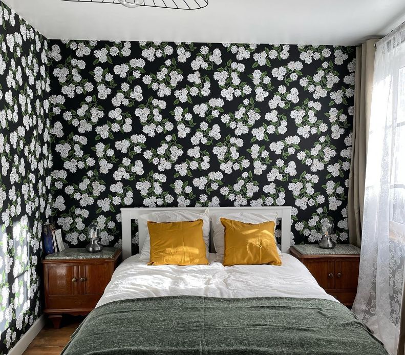 Wallpaper Wallpaper Hydrangea black Room View