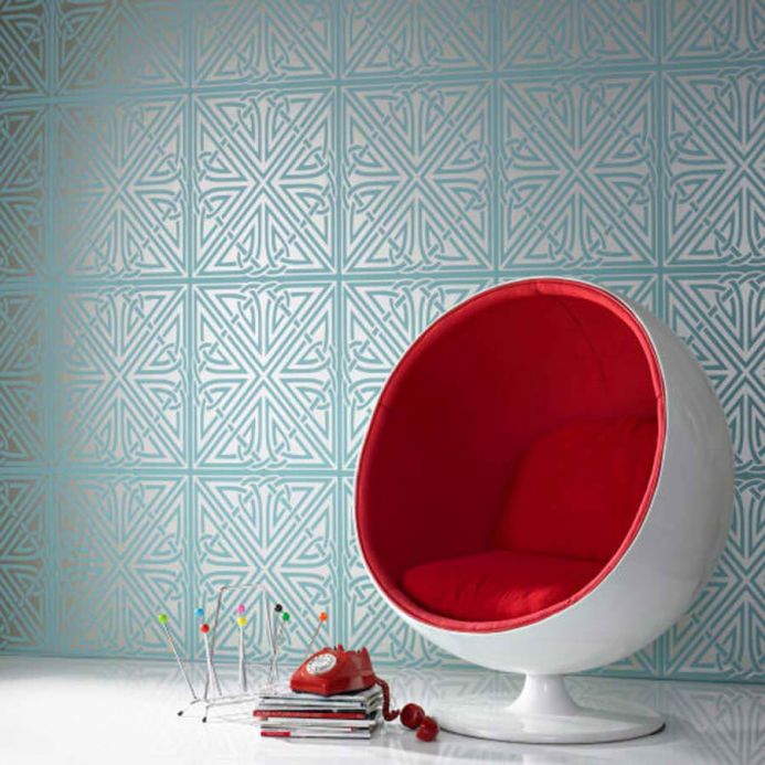 Archiv Wallpaper Chantico turquoise blue Room View