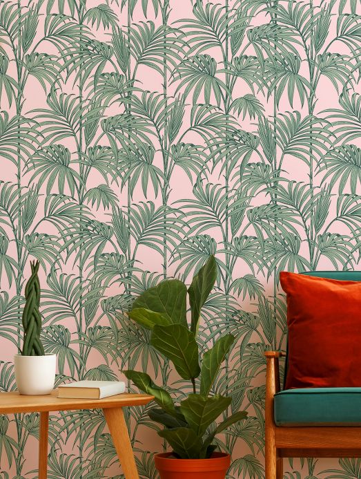 Leaf and Foliage Wallpaper Wallpaper Tatanu light pink glitter Room View