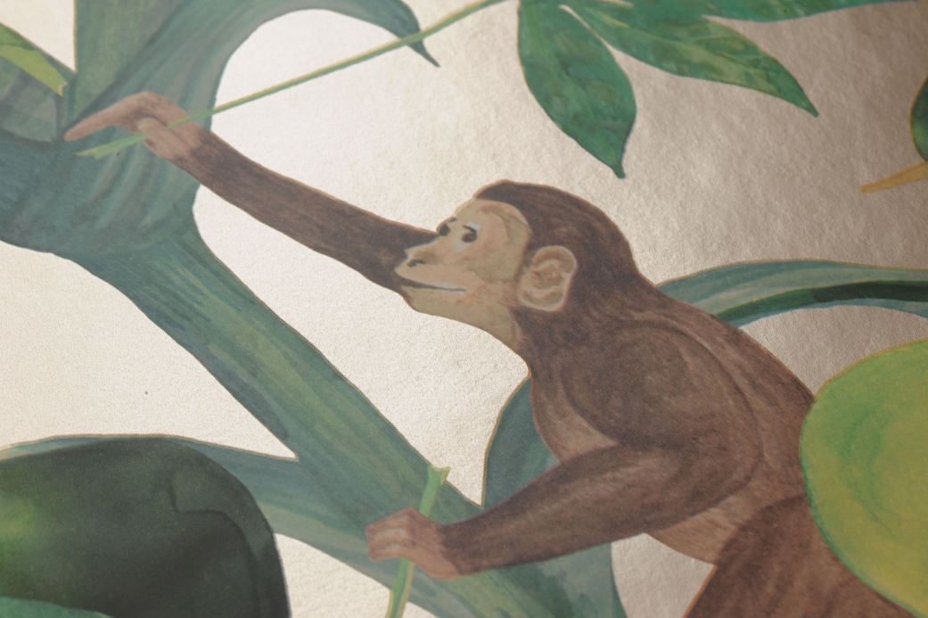 Carta da parati con scimmie Carta da parati Jungle Jim rosa dorato brillante Detailbild