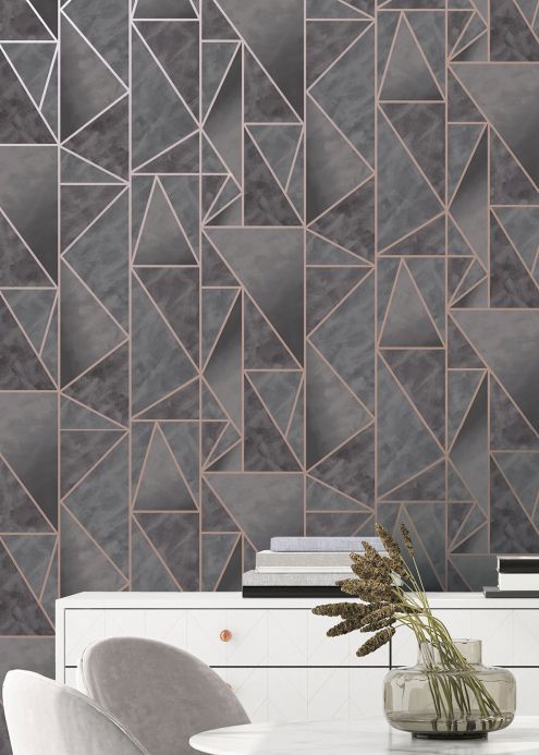 Geometric Wallpaper Wallpaper Fantasque dark grey Room View