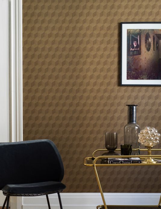Geometric Wallpaper Wallpaper Hazel gold shimmer Room View