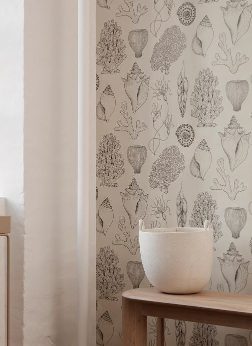 Ferm Living Wallpaper Wallpaper Shells cream white Room View
