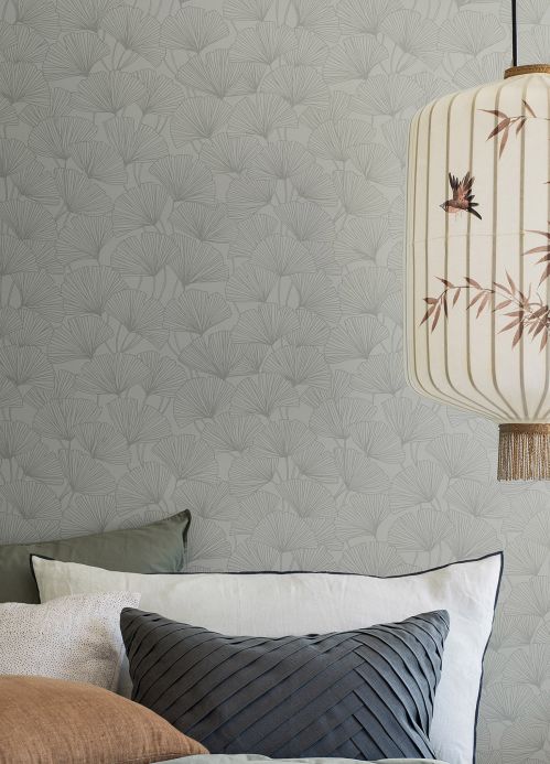 Bedroom Wallpaper Wallpaper Ginkgo agate grey Room View