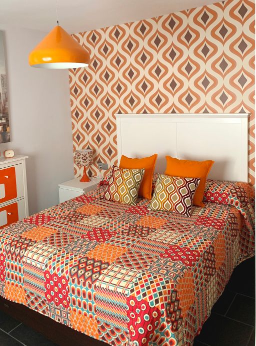 Papel pintado dormitorio Papel pintado Triton naranja Ver habitación