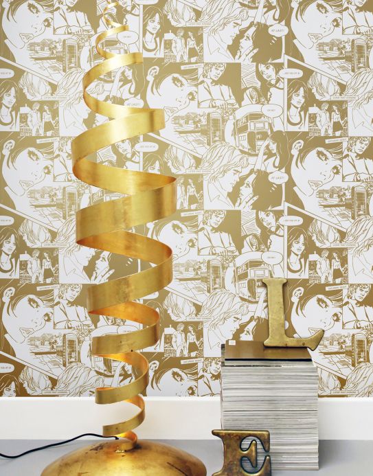 Funky Wallpaper Wallpaper Comic Love pearl gold Room View