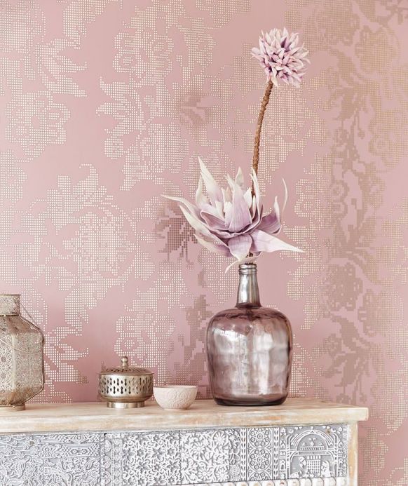 Floral Wallpaper Wallpaper Siduri light pastel violet Room View
