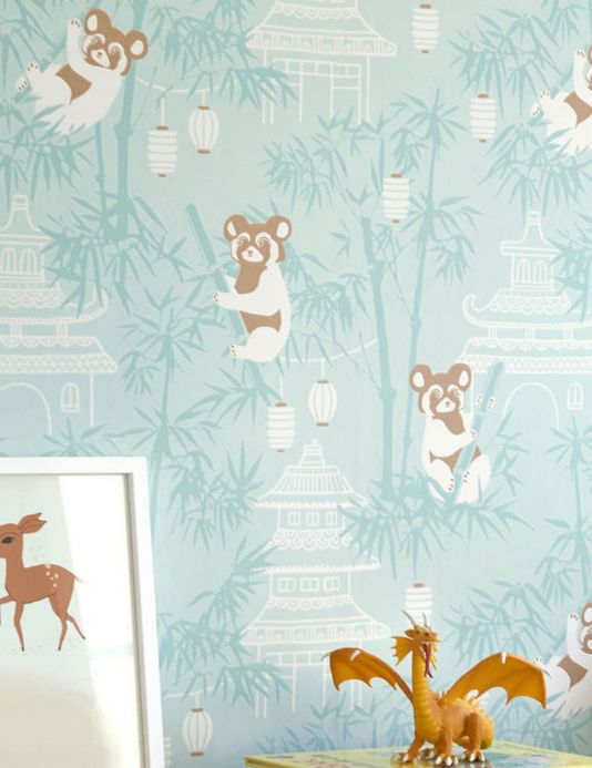 Turquoise Wallpaper Wallpaper Bambu pastel turquoise Room View