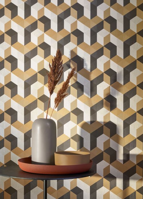 Geometric Wallpaper Wallpaper Arcus brown beige Room View