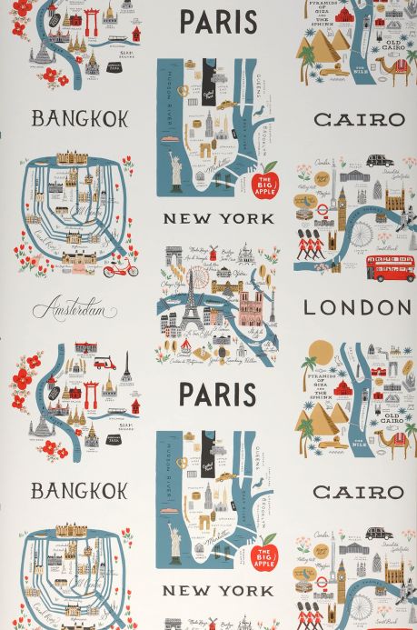 Paper-based Wallpaper Wallpaper City Maps mint grey Roll Width