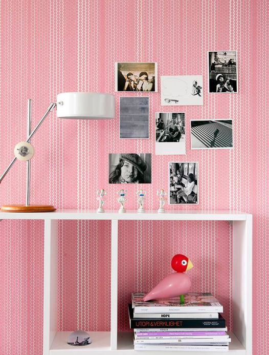 Striped Wallpaper Wallpaper Dots and Stripes rose Room View