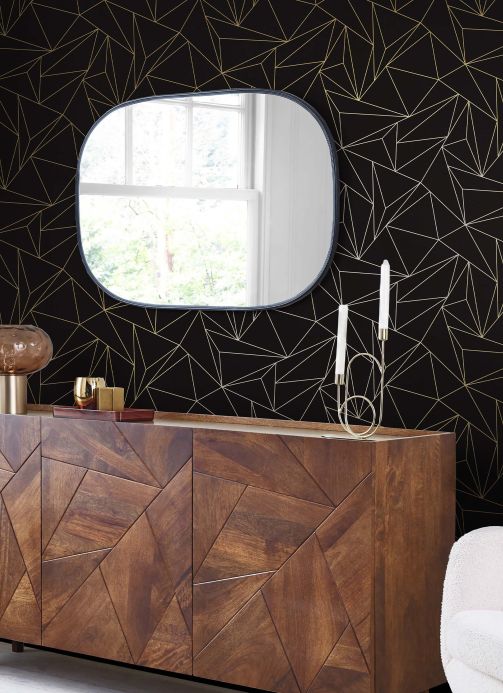 Geometric Wallpaper Wallpaper Elysian black grey Room View