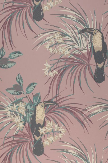 Pink Wallpaper Wallpaper Toucan Jungle pale rosewood Roll Width