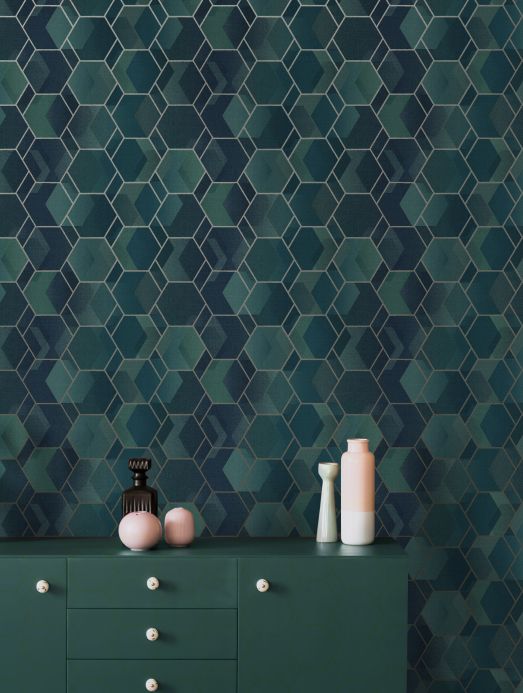 Wallpaper Wallpaper Opalino mint turquoise Room View