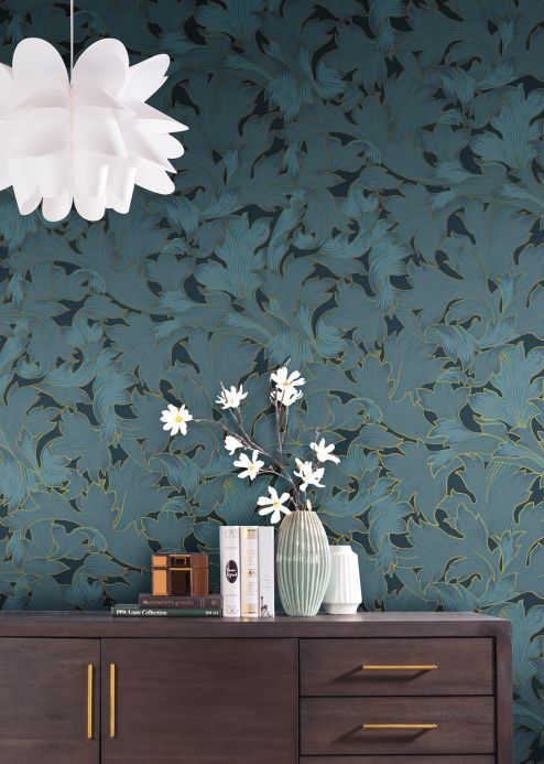 Non-woven Wallpaper Wallpaper Epinal blue grey Room View