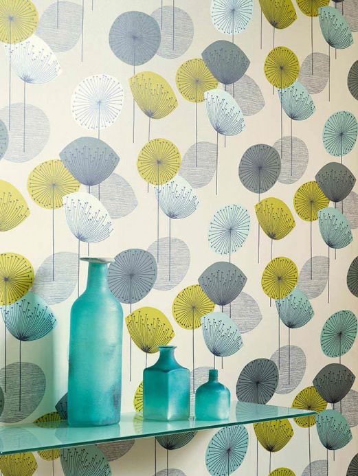 Design Wallpaper Wallpaper Dana turquoise lustre Room View
