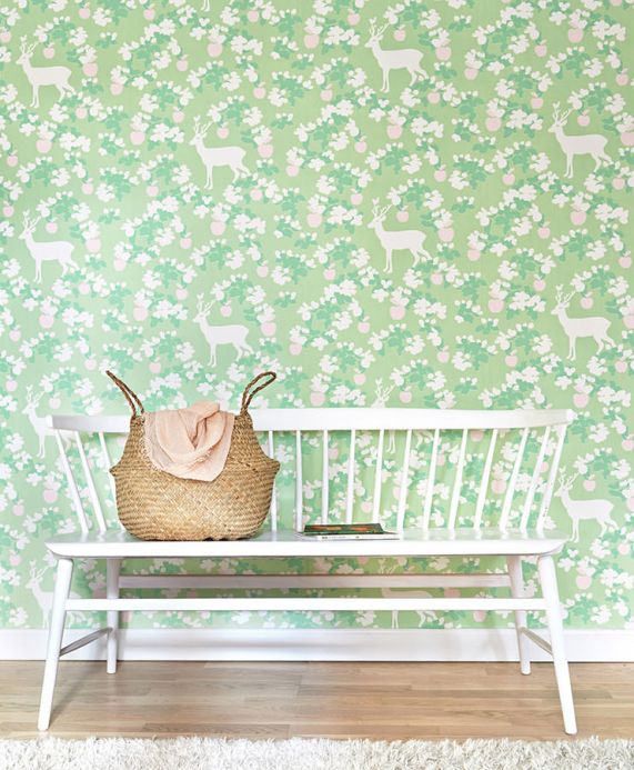 Animal Wallpaper Wallpaper Apple Garden mint green Room View