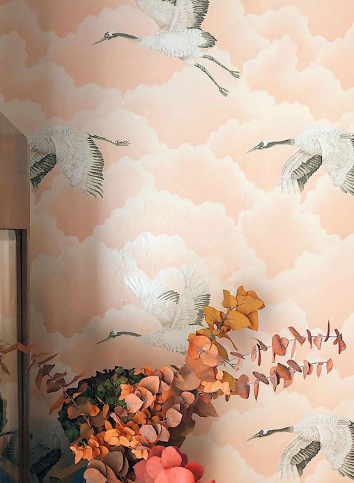 Bird Wallpaper Wallpaper Inola beige red Room View