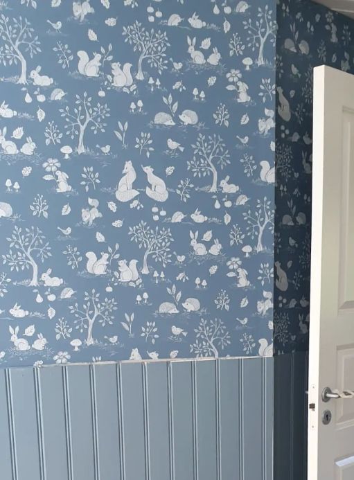 Bird Wallpaper Wallpaper Nils light grey blue Room View