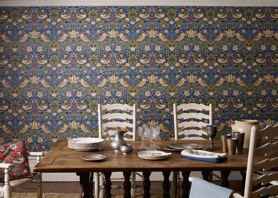 William Morris Wallpaper Wallpaper Faunus pigeon blue Room View