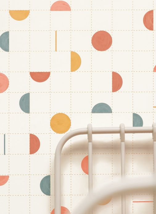Geometric Wallpaper Wallpaper Ondas cream white Detail View
