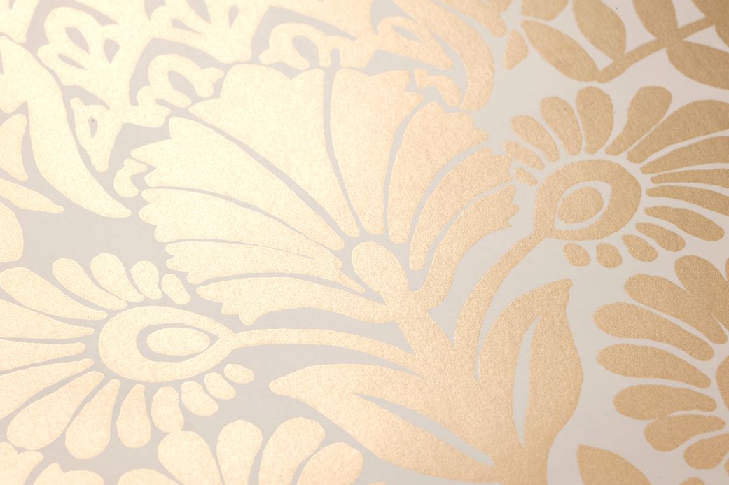 Rooms Wallpaper Pineapple Damask pearl gold Detail View