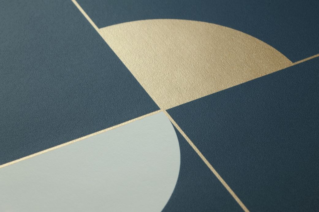 Geometrische Tapeten Tapete Kirana Ozeanblau Detailansicht