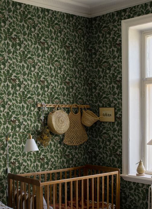 Leaf and Foliage Wallpaper Wallpaper In the Oak oyster white Room View
