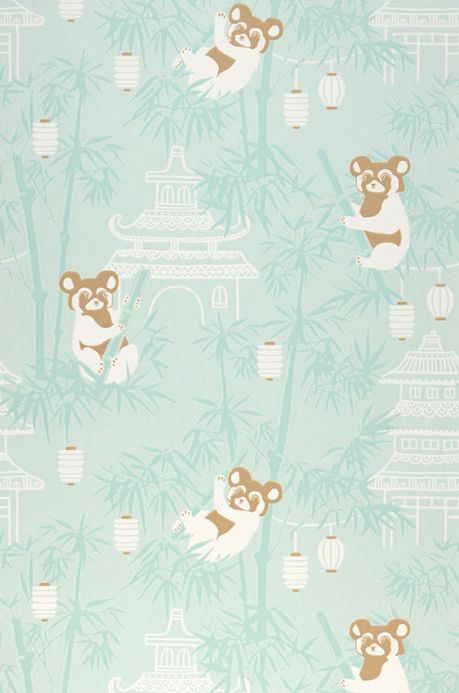 Animal Wallpaper Wallpaper Bambu pastel turquoise Roll Width